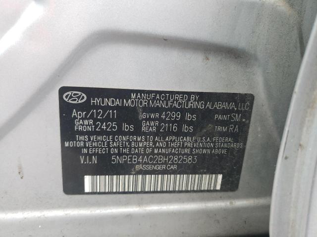 5NPEB4AC2BH282583 - 2011 HYUNDAI SONATA GLS SILVER photo 13