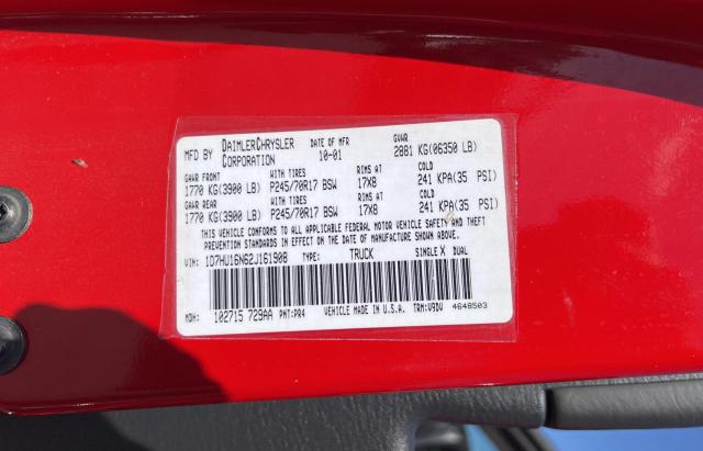 1D7HU16N62J161908 - 2002 DODGE RAM 1500 RED photo 10