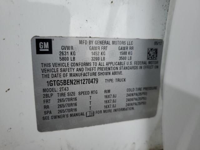 1GTG5BEN2H1270479 - 2017 GMC CANYON WHITE photo 12