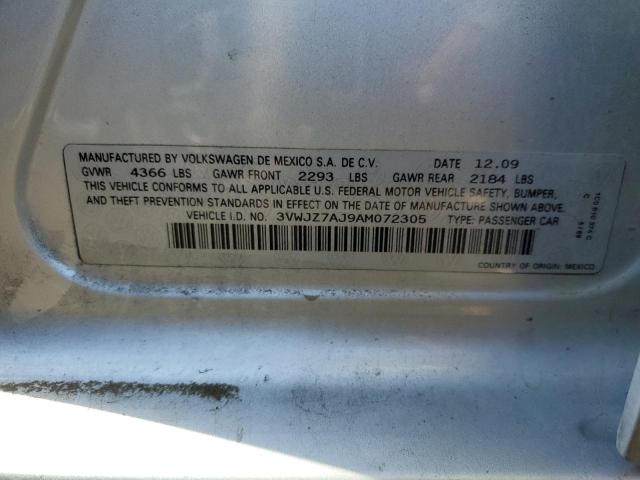 3VWJZ7AJ9AM072305 - 2010 VOLKSWAGEN JETTA S SILVER photo 12