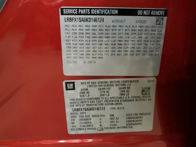 LRBFX1SA6KD146124 - 2019 BUICK ENVISION PREFERRED Qırmızı foto 14