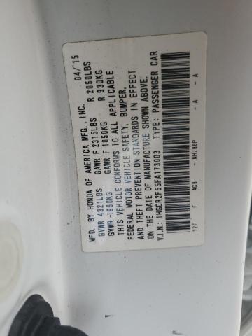 1HGCR2F55FA173003 - 2015 HONDA ACCORD SPORT თეთრი ფოტო 12