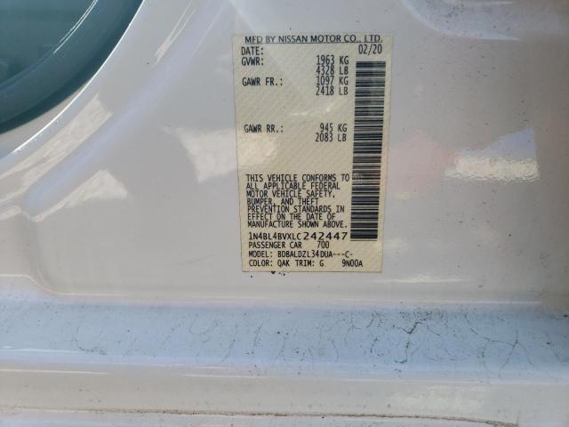 1N4BL4BVXLC242447 - 2020 NISSAN ALTIMA S WHITE photo 12