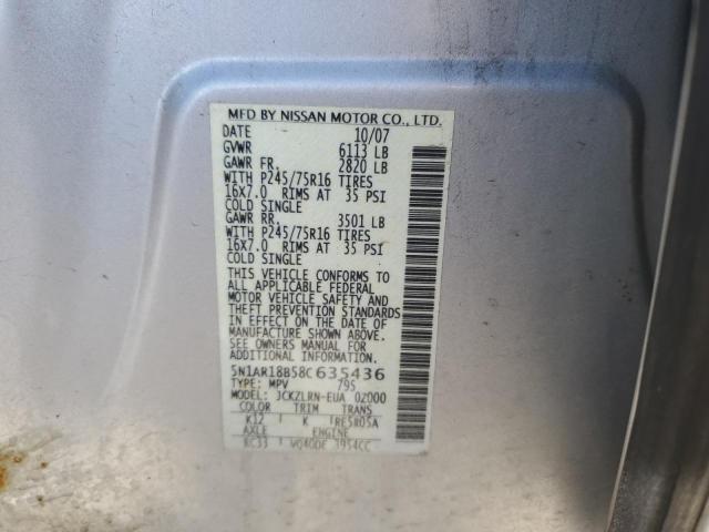5N1AR18B58C635436 - 2008 NISSAN PATHFINDER S 银色 照片 14