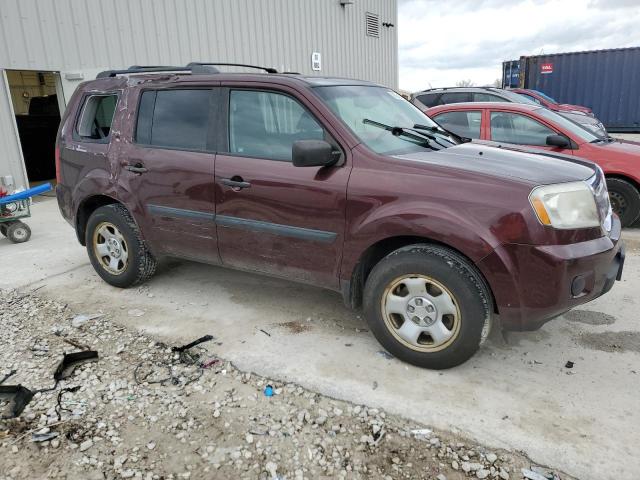 5FNYF4H24BB074668 - 2011 HONDA PILOT LX BURGUNDY photo 4