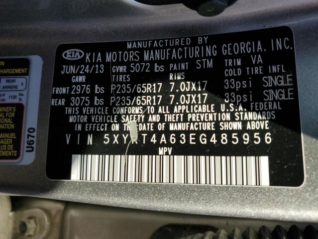 5XYKT4A63EG485956 - 2014 KIA SORENTO LX GRAY photo 13