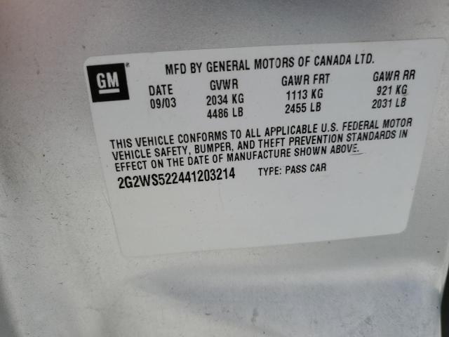 2G2WS522441203214 - 2004 PONTIAC GRAND PRIX GT2 ვერცხლისფერი ფოტო 13