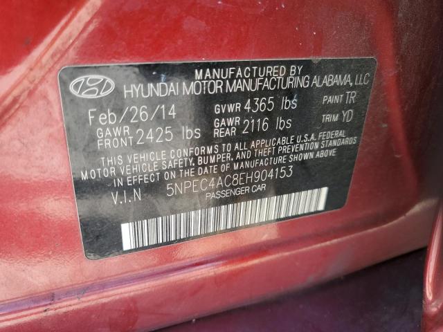 5NPEC4AC8EH904153 - 2014 HYUNDAI SONATA SE RED photo 12