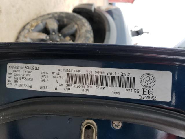 1C6RR7LTXKS734848 - 2019 RAM 1500 CLASS SLT ლურჯი ფოტო 12