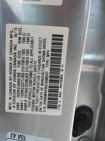 2HKRM4H36EH688307 - 2014 HONDA CR-V LX SILVER photo 13