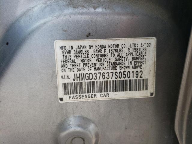 JHMGD37637S050192 - 2007 HONDA FIT S 银色 照片 13