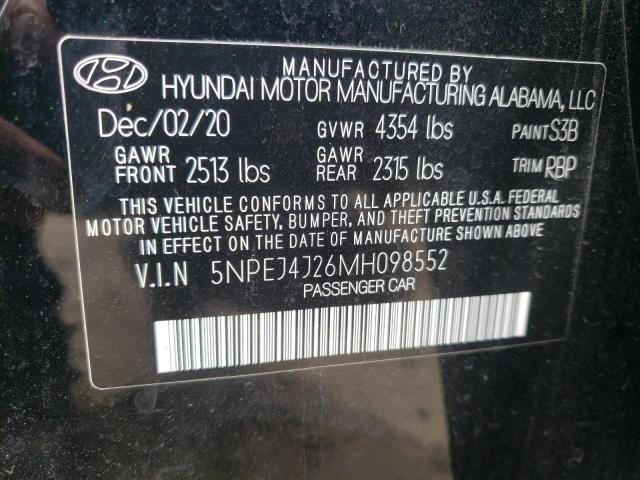 5NPEJ4J26MH098552 - 2021 HYUNDAI SONATA SEL PLUS BLACK photo 12