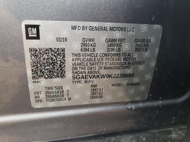 5GAEVAKW9KJ228690 - 2019 BUICK ENCLAVE ESSENCE 灰色 照片 12