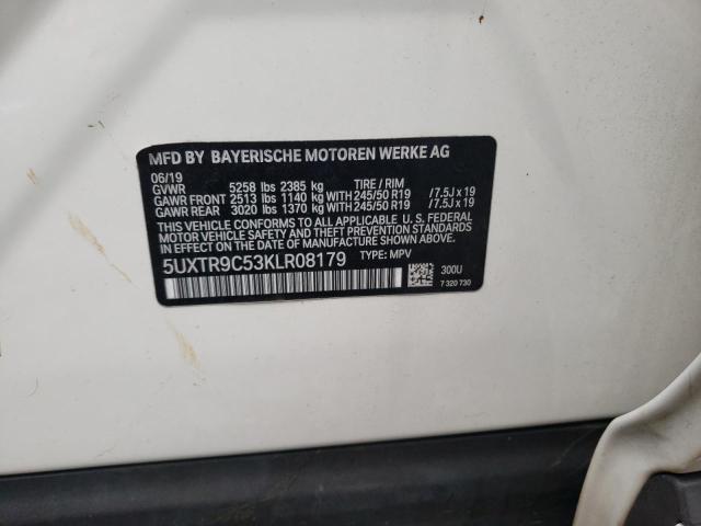 5UXTR9C53KLR08179 - 2019 BMW X3 XDRIVE30I Սպիտակ լուսանկար 13