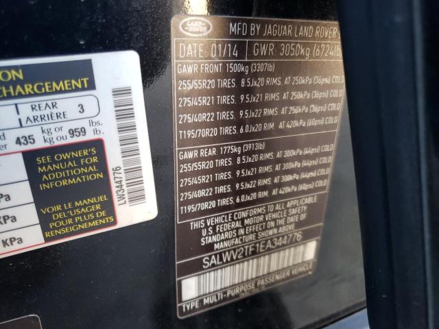 SALWV2TF1EA344776 - 2014 LAND ROVER RANGE ROVE AUTOBIOGRAPHY BLACK photo 13