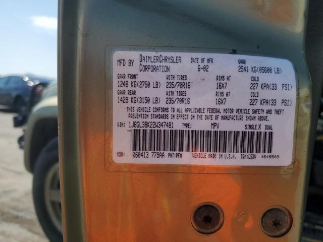 1J8GL38K22W347481 - 2002 JEEP LIBERTY RENEGADE 绿色 照片 14