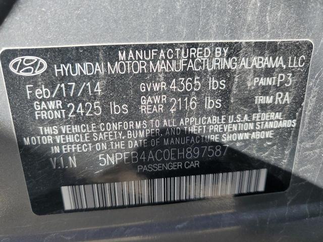 5NPEB4AC0EH897587 - 2014 HYUNDAI SONATA GLS GRAY photo 13