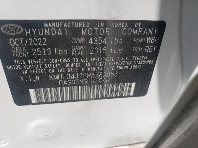 KMHL34J21PA282953 - 2023 HYUNDAI SONATA LIMITED WHITE photo 12