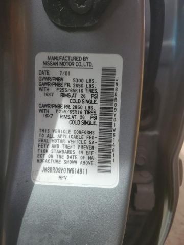 JN8DR09Y01W614811 - 2001 NISSAN PATHFINDER LE ვერცხლისფერი ფოტო 13