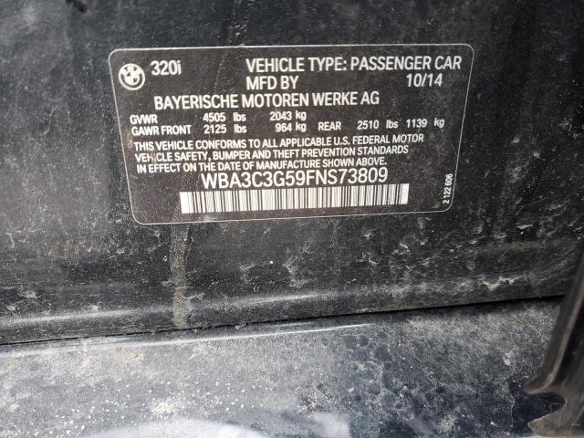 WBA3C3G59FNS73809 - 2015 BMW 320 I XDRIVE BLACK photo 12