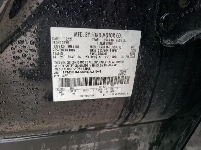 1FM5K8AC0NGA21948 - 2022 FORD EXPLORER POLICE INTERCEPTOR 黑色 照片 13