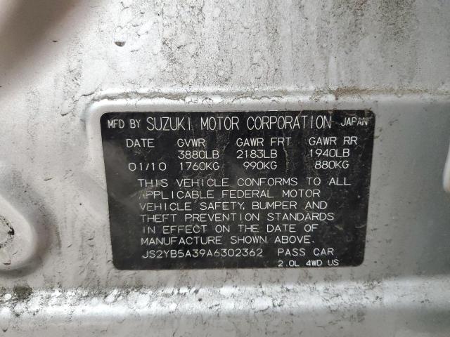 JS2YB5A39A6302362 - 2010 SUZUKI SX4 SILVER photo 12