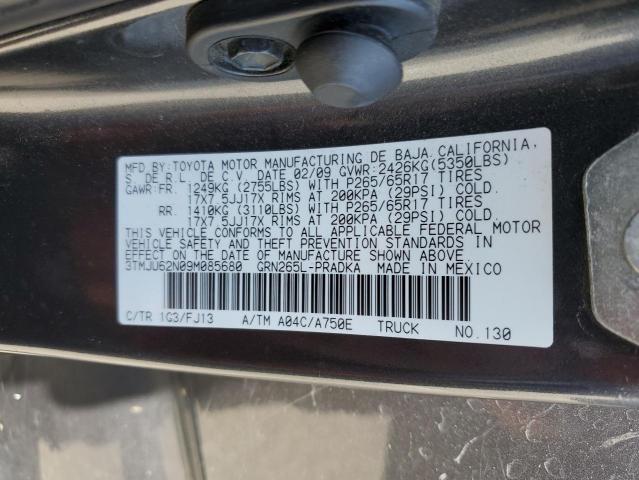 3TMJU62N09M085680 - 2009 TOYOTA TACOMA DOUBLE CAB PRERUNNER GRAY photo 12