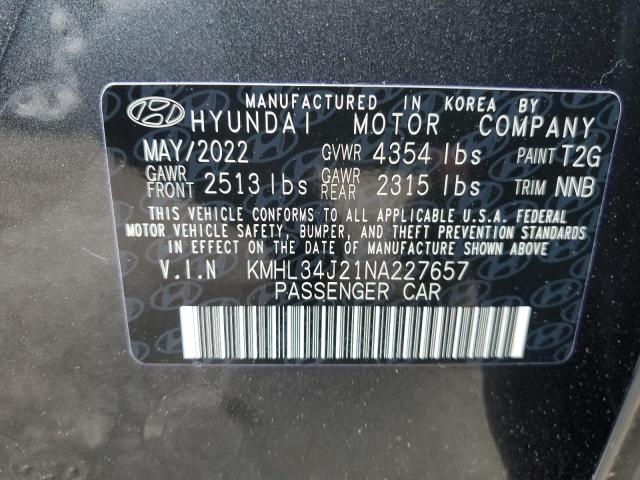 KMHL34J21NA227657 - 2022 HYUNDAI SONATA LIMITED GRAY photo 12