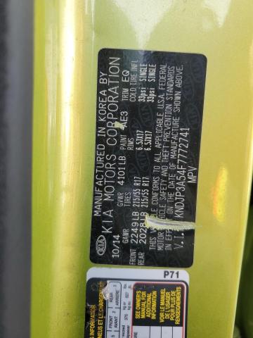 KNDJP3A54F7772741 - 2015 KIA SOUL + GREEN photo 12