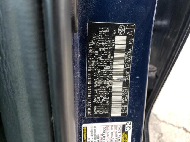 2T1KR32E45C493736 - 2005 TOYOTA COROLLA MA XR BLUE photo 12