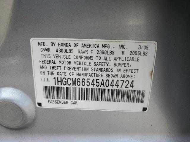 1HGCM66545A044724 - 2005 HONDA ACCORD EX SILVER photo 12