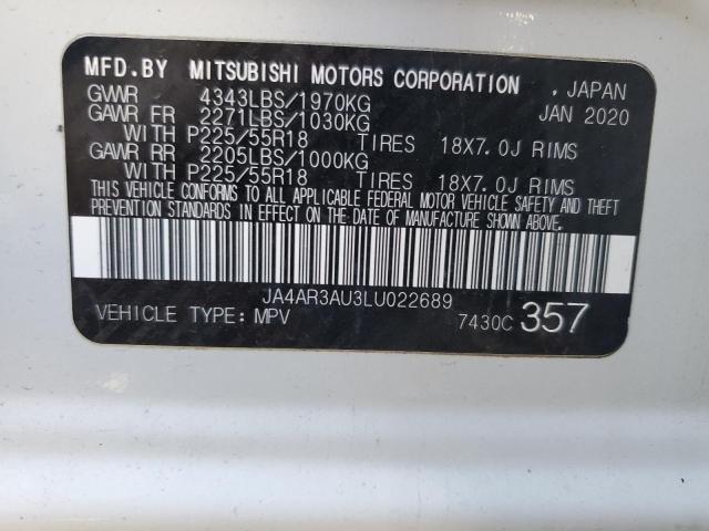 JA4AR3AU3LU022689 - 2020 MITSUBISHI OUTLANDER ES WHITE photo 13