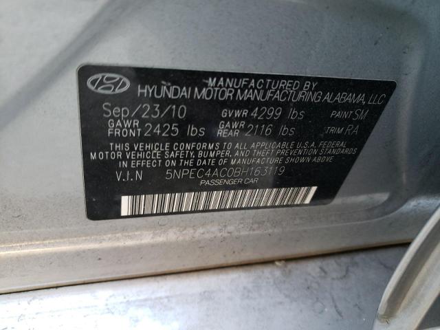 5NPEC4AC0BH163119 - 2011 HYUNDAI SONATA SE SILVER photo 13