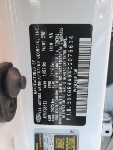 5XXGR4A64CG076614 - 2012 KIA OPTIMA SX WHITE photo 12