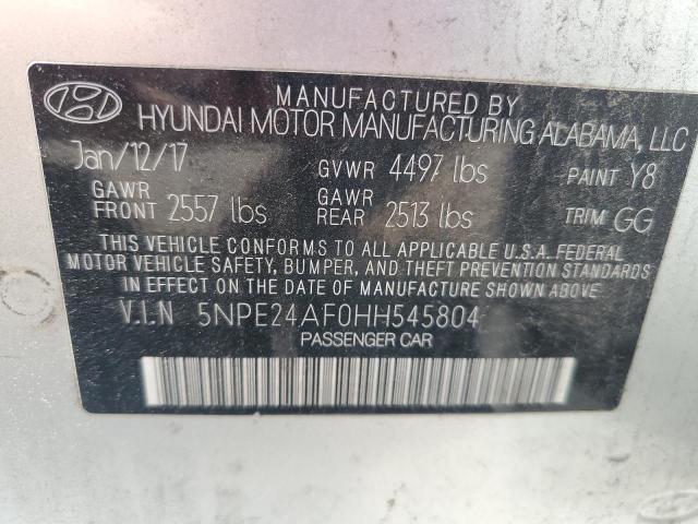 5NPE24AF0HH545804 - 2017 HYUNDAI SONATA SE SILVER photo 12