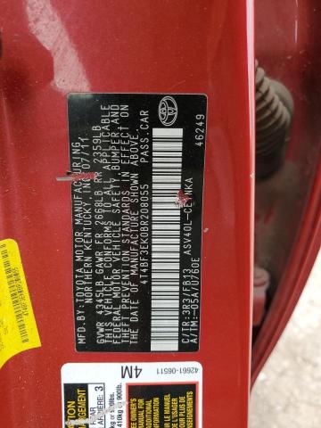4T4BF3EK0BR208055 - 2011 TOYOTA CAMRY BASE RED photo 12