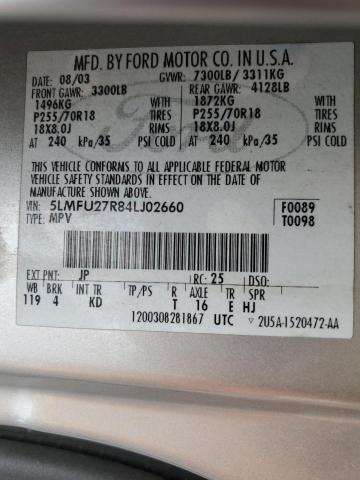 5LMFU27R84LJ02660 - 2004 LINCOLN NAVIGATOR ლურჯი ფოტო 13