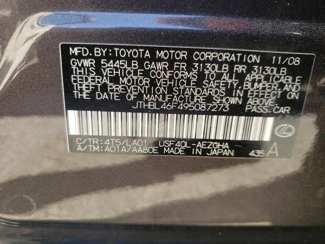 JTHBL46F495087273 - 2009 LEXUS LS 460 GRAY photo 12