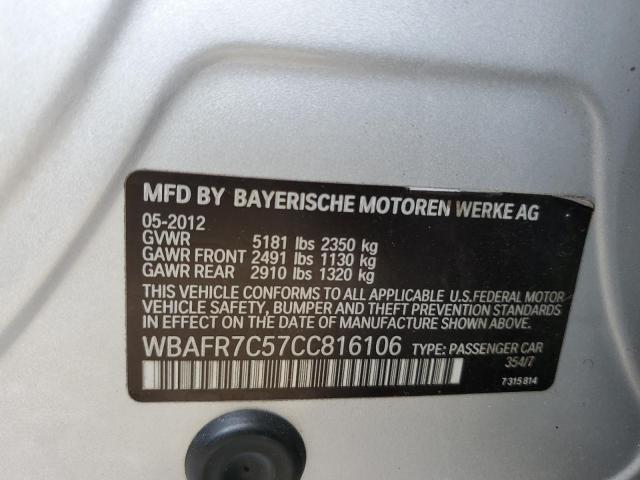 WBAFR7C57CC816106 - 2012 BMW 535 I SILVER photo 12