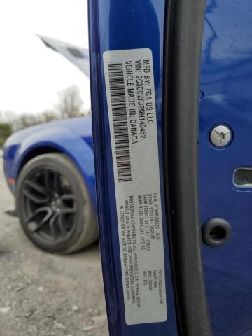 2C3CDZFJ2NH140452 - 2022 DODGE CHALLENGER R/T SCAT PACK BLUE photo 12