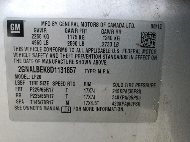 2GNALBEK8D1131857 - 2013 CHEVROLET EQUINOX LS SILVER photo 13