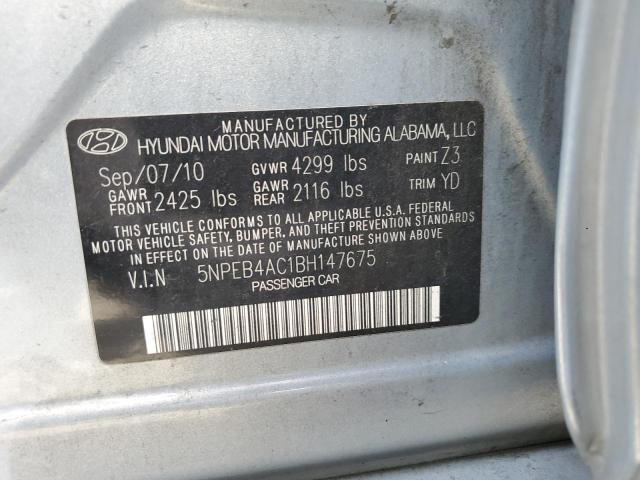 5NPEB4AC1BH147675 - 2011 HYUNDAI SONATA GLS BLUE photo 12