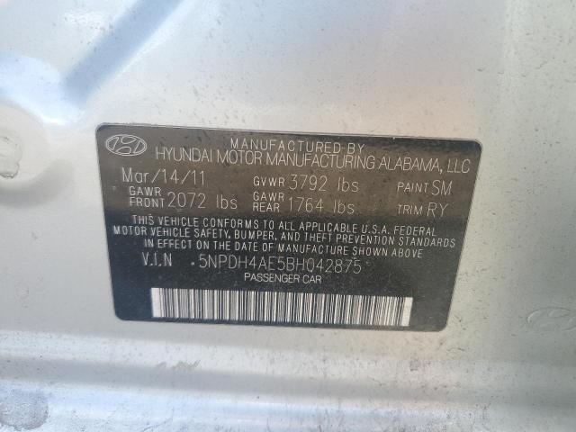 5NPDH4AE5BH042875 - 2011 HYUNDAI ELANTRA GLS SILVER photo 12