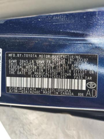 2T1KR32E77C662487 - 2007 TOYOTA COROLLA MA XR BLUE photo 12
