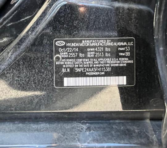 5NPE24AA5FH115381 - 2015 HYUNDAI SONATA ECO BLACK photo 10