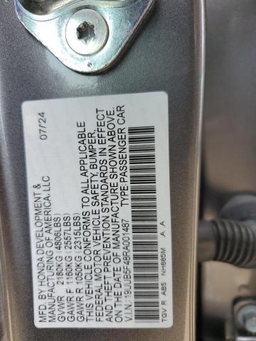 19UUB5F48RA001487 - 2024 ACURA TLX TECHNOLOGY GRAY photo 12