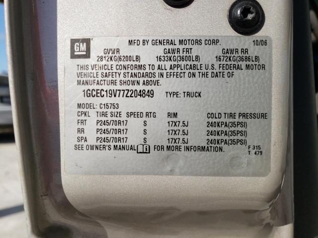 1GCEC19V77Z204849 - 2007 CHEVROLET SILVERADO C1500 CLASSIC SILVER photo 12