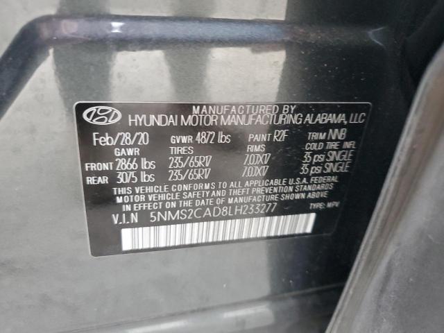 5NMS2CAD8LH233277 - 2020 HYUNDAI SANTA FE SE GRAY photo 14