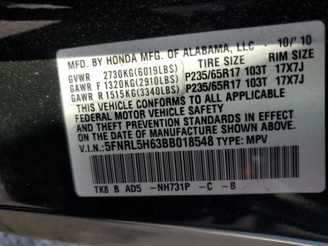 5FNRL5H63BB018548 - 2011 HONDA ODYSSEY EXL BLUE photo 13