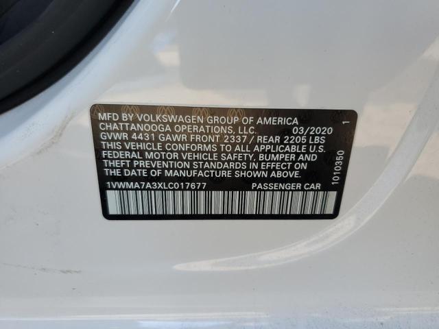 1VWMA7A3XLC017677 - 2020 VOLKSWAGEN PASSAT R-LINE თეთრი ფოტო 12